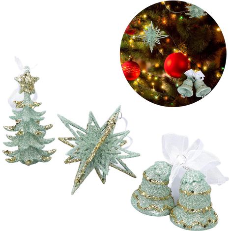 3 pièces décor Suspendu de Noël, Ornements en Forme d'étoile de Cloche d'arbre de Noël pour Porte d'escalier Porte d'escalator (1/5)