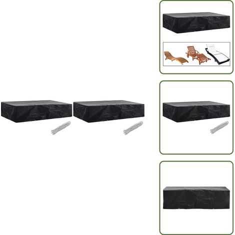 Housses de chaise de jardin 8 œillets 2 pcs 218 x 77 x 55 cm - Housse De Jardin - Protection Meuble Extérieur - Housse Chaise Longue - Housse Table Extérieure - Housse Imperméable