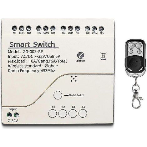 Module de relais Wifi 4 canaux Zigbee 3.0 7v-32v Rf S avec application Tuya intégré (1/5)