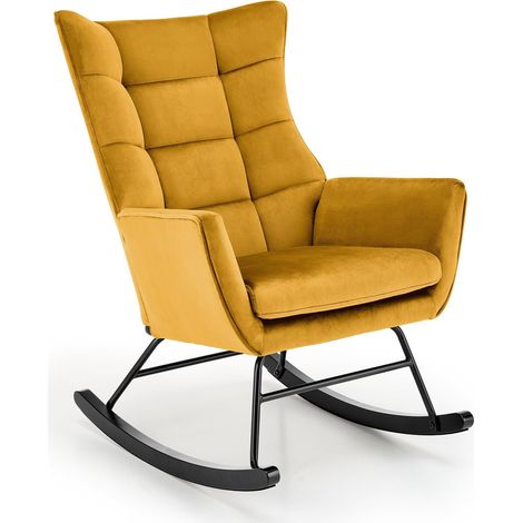Mecedora Houston 1863, Amarillo, 92x70x90cm, Tapiz, Metálico, De madera, Metal (1/5)