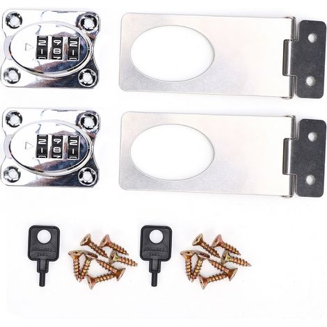 Serrure de porte à 3 chiffres, combinaison de placard, sans clé, 2 installations pour portes doubles coulissantes, placard, sécurité par mot de passe, sécurité enfants, garde-manger, porte de grange, (1/5)