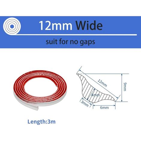 Striscia sigillante autoadesiva in PVC da 3 metri per bordi di finitura di piani cucina, angoli di pareti, giunzioni di pareti interne, profili di finitura, sigillatura, modanature, battiscopa, 12 mm  (1/4)