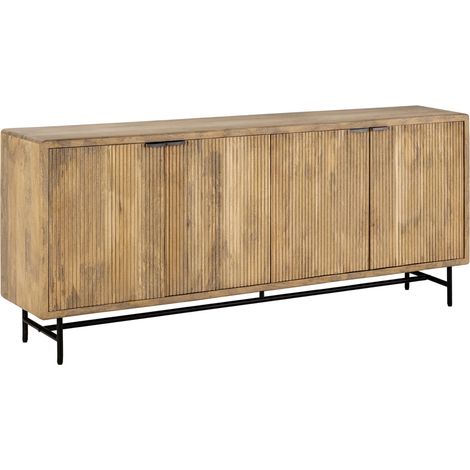 Buffet 4 portes 190x40x85 cm en manguier et métal noir - BERLIN