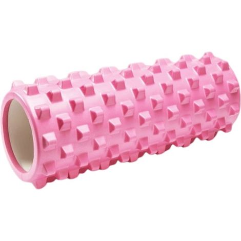 Rouleau de massage en mousse EVA-PVC pour les tissus profonds des mollets et du dos, supporte jusqu'à 200 kg, 33 cm x 12 cm x 12 cm, portable, idéal pour le yoga et le fitness (rose). (1/5)