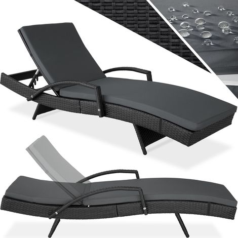 Bain de soleil transat résine tressée aluminium dossier réglable noir