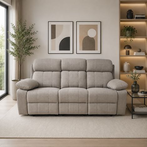 DIVANO 3 POSTI MOD. KEY CON RELAX ELETTRICO IN TESSUTO BEIGE