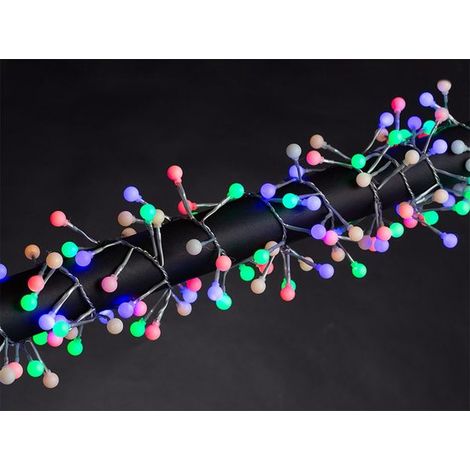Vellight Guirlande lumineuse LED multicolore 3m, 176 LEDs de Noël avec boules décoratives, câble transparent, modes fixe et clignotant, IP44 intérieur extérieur, 24V basse tension (1/5)