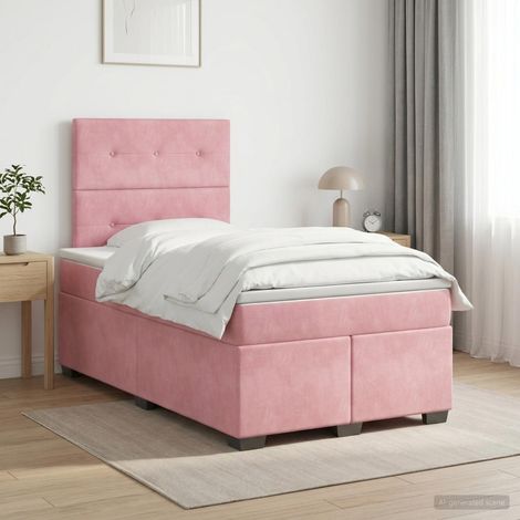 vidaXL Lit boxspring avec matelas Rose 120 x 190 cm Velours (1/5)