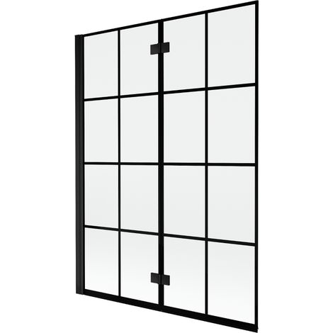 Paroi de baignoire à 2 volets gauche Mexen Mist 130 x 150 cm, grille noire, noire - 8A9-130-002-70-77-L (1/5)