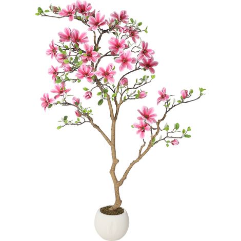 Arbre de magnolia artificiel réaliste en pot – Plante décorative intérieure – Fleurs et feuillage soyeux – Idéal salon, chambre, entrée – 6FT