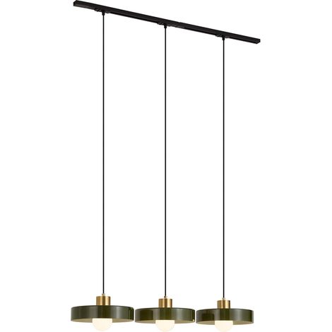QAZQA Modern Track System Black with 3 Pendant Lights Brass and (1/5)