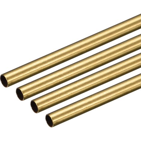 Brass Tube, 3mm OD 0.2mm Wall Thickness 250mm Length Round Pipe Tube for Industry, DIY Projects 4 Pcs (1/5)