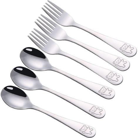 Set de 6 couverts pour enfant en acier inoxydable motif ours (1/5)