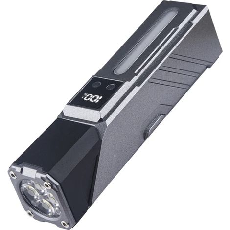 Lampe torche LED rechargeable USB (grise), lampe torche magnétique portable, lampe de secours latérale COB (1/5)
