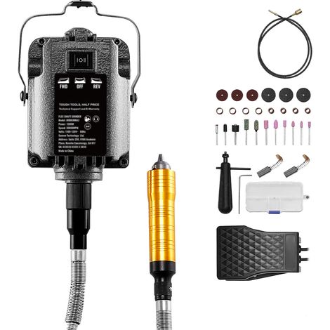 Mophorn Amoladora de eje flexible, herramienta rotativa eléctrica de 1200 W y 30 000 RPM con 31 accesorios y pedal, rectificadora colgante multifuncional para tallar, pulir, taladrar y pulir (1/5)