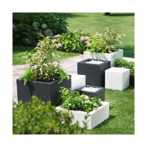 Schio Cubo Pflanztopf  Anthrazit - 40 cm (1/2)