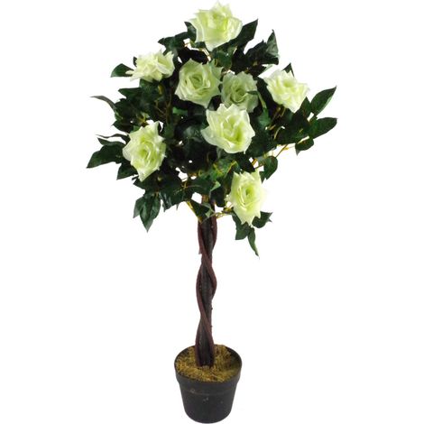 Artificial Cream Rose Tree Wedding Twisted Vine Detail 90cm (3ft) (1/5)