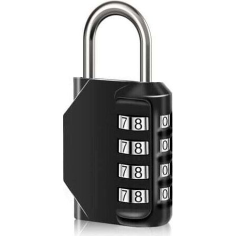 1 cadenas à combinaison étanche à 4 chiffres avec code numérique, serrure à combinaison en alliage de zinc pour porte, boîte à outils, écoles, gymnase, clôtures, armoire à roulettes et (1/4)