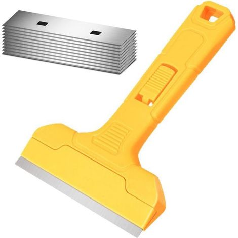 Grattoir à lame de rasoir large avec 10 lames SK5 supplémentaires,10,2 cm pour nettoyage de vitres,carrelage,fenêtre,retrait de peinture,résidus adhésifs,plaques de cuisson,four,sol (1/5)