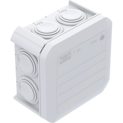 OBO Bettermann Caja de derivación de cables con entradas 90x90x52 polipropileno blanco puro RAL 9010, 2007517