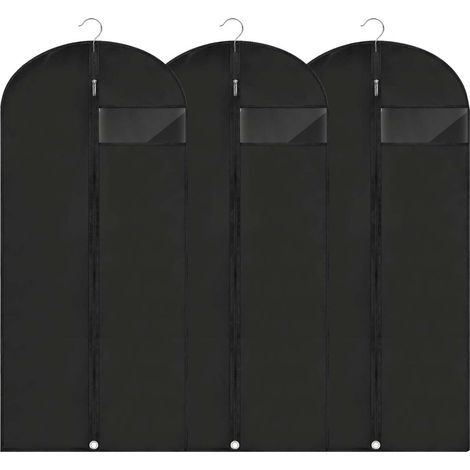 3 Housse Vetements à Suspendre 60x100 CM Housse de Protection pour Vêtements anti Poussière Avec Zip Rangement Vetement Anti Etanche Mite pour Chemise Costumes Manteaux Clothes (Noir) (1/5)