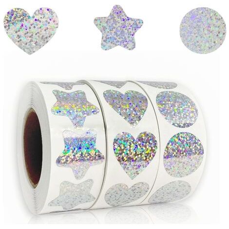 BUNTHAUS Stück glitzernde silberne Aufkleber, mehrfarbige Hochzeits-Herzaufkleber, Valentinstag-Herzaufkleber, Jubiläumsaufkleber, für Hochzeiten, Geschenke, Backwaren (1/5)