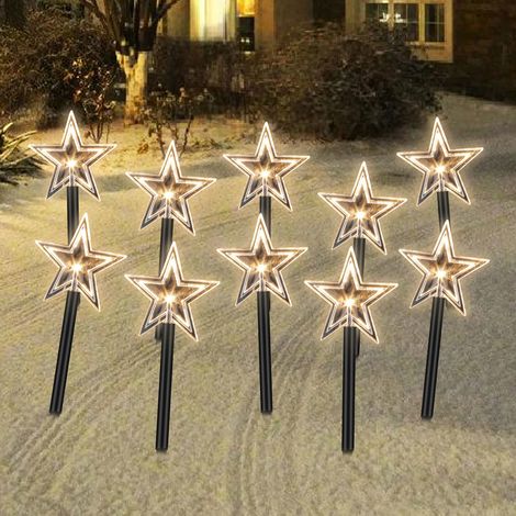 TolleTour 10 étoiles de Noël blanches chaudes à LED avec minuterie 6/18 h, 36 cm (1/5)