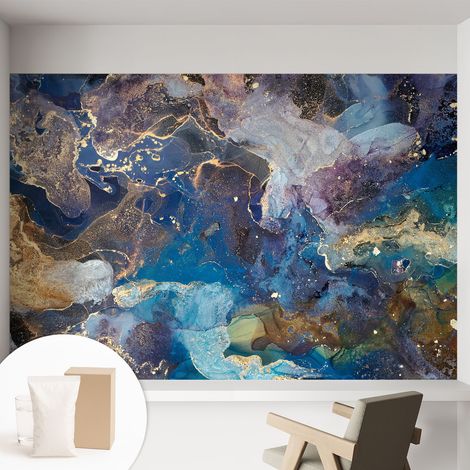 Papier peint intissé décoratif pour chambre et salon Design moderne à poser facilement - Colle incluse gratuite Mosaïque cosmique 152x104 cm (1/5)