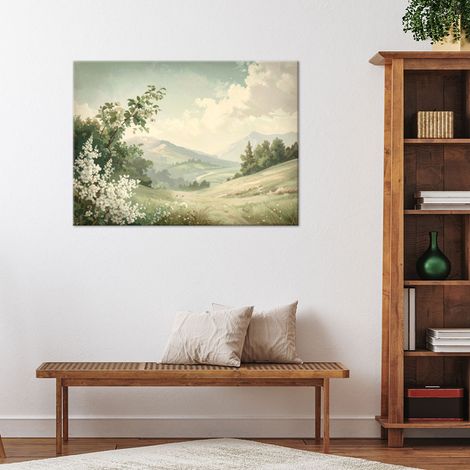 Wandbild Berglandschaft Malerische Berge in pastellgrünen Tönen 90x60 (1/4)