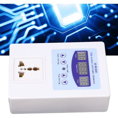 Thermostat intelligent automatique à affichage numérique LED avec capteur de température, interrupteur de commande de température, prise thermostatique, norme européenne 110-240 V, modèle blanc (1/5)