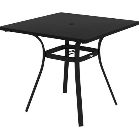 Gartentisch für 4 Personen, Stahlgestell, 80 x 80 x 72 cm, schwarz