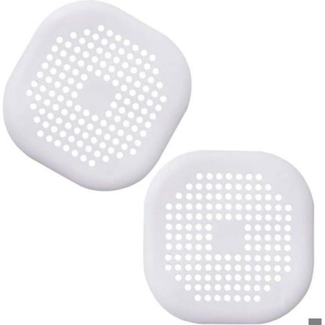 Couvercle De Drain - Carré - PVC - Blanc - 14x14x0.1 Cm - Lot De 2 - Salle De Bain (1/5)