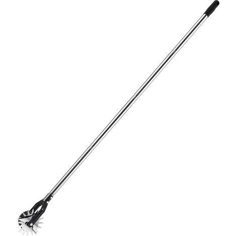 Coupe-bordure Rotatif - Roue Guidage Intégrée - Poignée Réglable en 4 Sections - Acier Manganèse + Inox - 171 cm - Pour Trottoirs Pelouses Parterres
