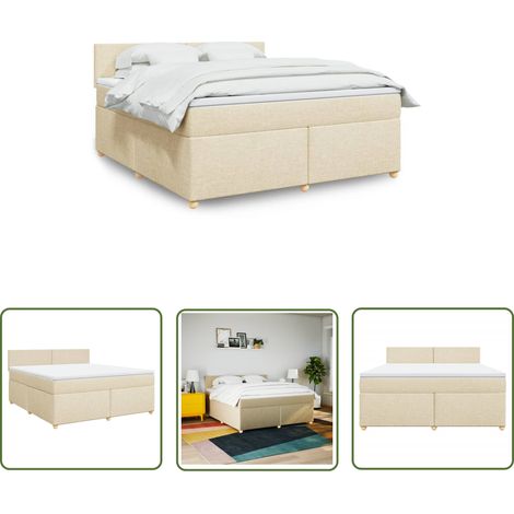 vidaXL Boxspringbett mit Matratze Creme 180x200 cm Stoff (1/5)