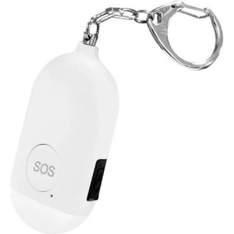 Alarme personnelle - 130 dB - Lumière LED - Signal d'urgence LED - Porte-clés - Défense - Étanche - Blanc