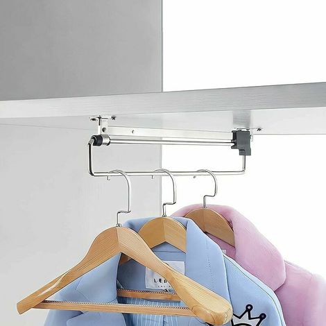 DIY-Teleskop-Kleiderstange, verstellbarer, platzsparender Kleiderbügel, geeignet für alle Arten von Haushaltsschränken, Büroschränken, Küchenschränken usw.,400mm