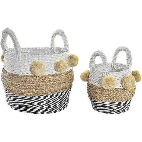 DKD Home Decor Koloniale Körbe Weiß Schwarz Beige (1/3)