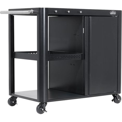Sealey DG282 Dellonda BBQ/Plancha Workstation Trolley with Cupboard, Extension Table & Utensil Hooks, Black