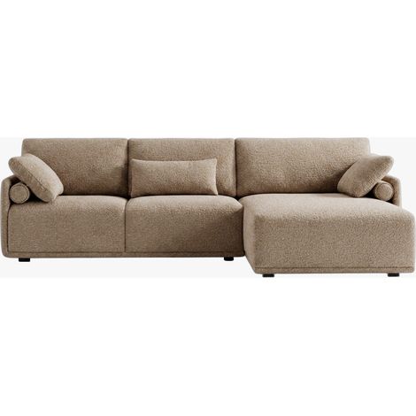 ELORA Canapé d'angle en tissu beige - Angle droit (1/5)
