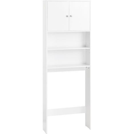 SoBuy Scaffale per bagno con armadio Mensole bagno Armadio per lavatrice Armadio sovrastruttura Bianco 65x20x182cm BZR165-W