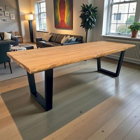 Table à manger bois de teck recyclé, pieds en U 240 cm TIMOR (1/5)