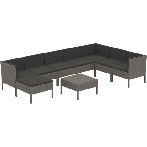 Maison Exclusive - 9-tlg. Garten-Lounge-Set mit Auflagen Poly Rat