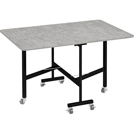Tavolo da pranzo estensibile 120x80 cm in MDF grigio con ruote, 4-6 persone - CHICFURN (1/5)