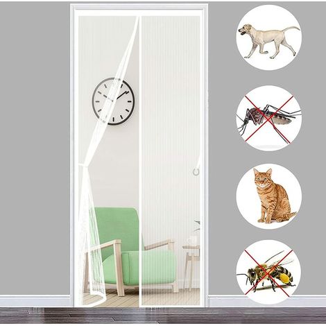 VURAHOME - 1pcs Moustiquaire Porte Fenetre Magnetique 80x210cm(31x83inch) Rideau Anti Mouche Porte Moustiquaire sur Mesure de Porte Rideau Anti Mouche pour Couloirs, Portes, Blanc (1/5)