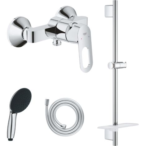 Pack mitigeur douche monocommande GROHE BauLoop + Douchette Vitalio Start 110 + Barre Quickflix Vitalio Smartactive + Flexible