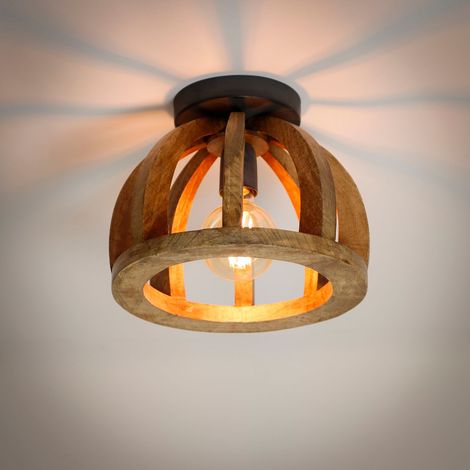 Plafonnier moderne en bois de manguier MONGO (1/4)