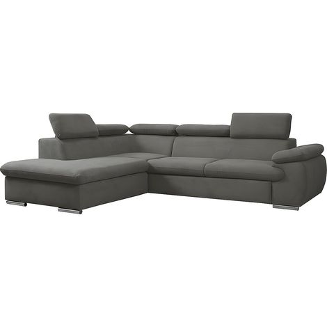 Divano letto angolare con contenitore in tessuto Antracite - Angolo a sinistra - FABIEN (1/4)