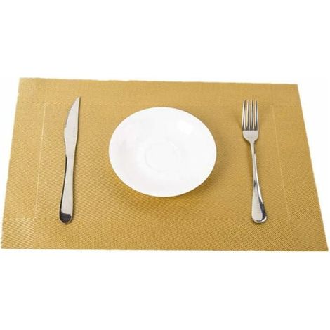 SHINING HOUSE Manteles individuales de PVC lavables, manteles individuales de papel rectangulares, antideslizantes, resistentes al desgaste y al calor, manteles individuales decorativos (dorados) (1/4)