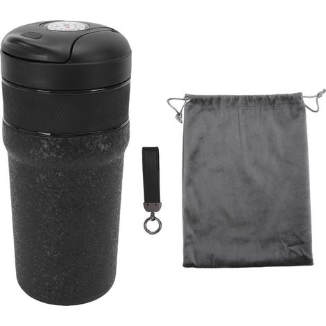 Mug Grinder Café 400ml Thermique Inox 316 Manuel - Broie et Boit directement Pour Voyage Bureau Camping, Pratique et Portable - Mug Broyeur Café Inox 316 (400ml) + Sac de Transport + Poignée (1/5)