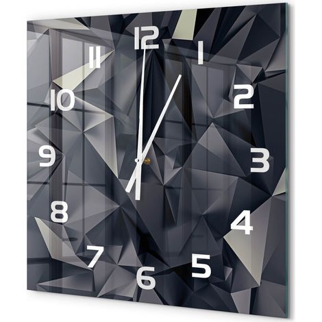Grande Horloge Murale Carrée Originale Verre Trempé Décoration Maison Moderne Arrière-plan abstrait 60x60 cm (1/5)